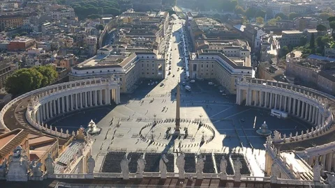 View from the dome of St. Peter's Cathedral, Vatican city Stock Footage 80048242