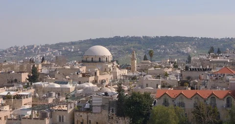 View on dome of synagogue Hurva in old city of Jerusalem Stock Footage 104990231