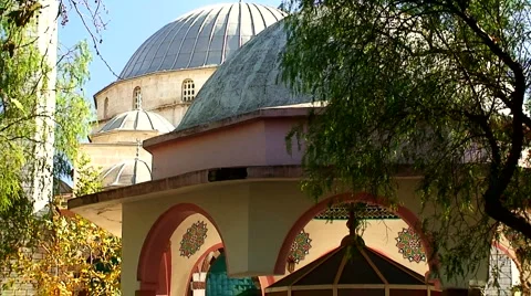 View of domes on Turkish village mosque 1 Stock Footage 1036339