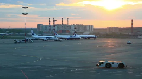 View at Domodedovo airport territory, Moscow Stock Footage 59652979