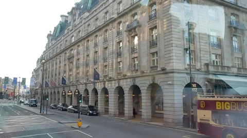 The View From The Double-Decker Bus Front Window On The Ritz Hotel, London Stock Footage 83557973