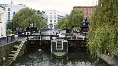View of the double lock at Camden Town, London Stock Footage 59050904