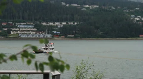 View of Douglas island from Juneau Stock Footage 8648977