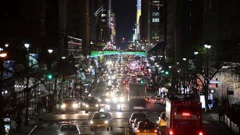 View down 42nd Street towards Grand Central, New York Stock Footage 79034839