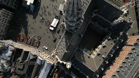 View down above the Brussels city Stock Footage 243490197