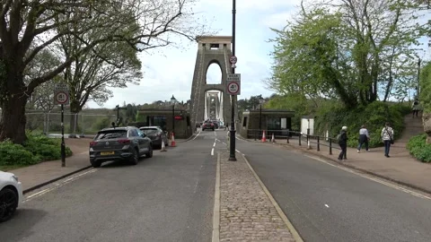 View down centre of Clifton Suspension Bridge Stock Footage 272317479
