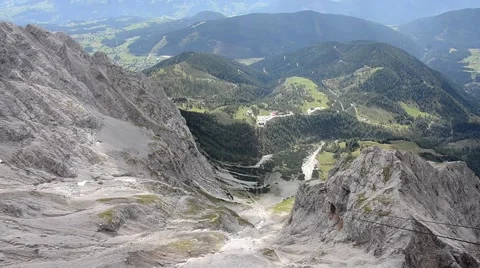 View down from Dachstein mountain Stock Footage 42143493
