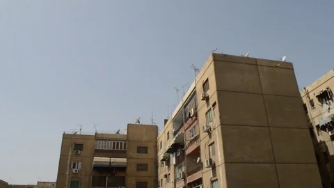 View from up to down of high old buildings at cairo, egypt Stock Footage 75060388