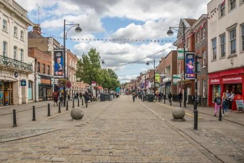 View down the High Street. Foto stock