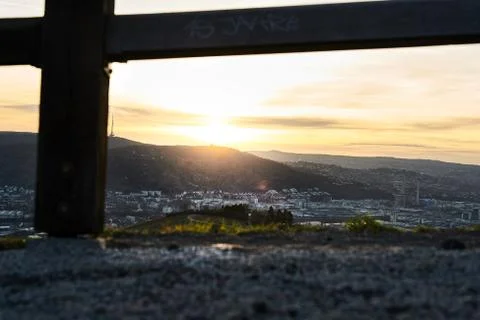 View down the idyllic vineyards and fruit orchards of Stuttgart-Rotenberg Stock Photos