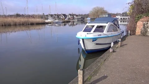 View down the River Bure, Norfolk Broads Stock Footage 303242901