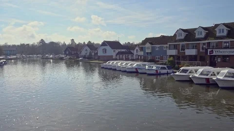 View down the River Bure, Norfolk Broads Stock-Footage 303245100