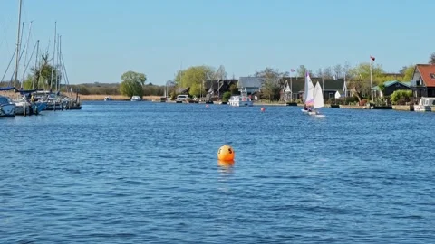 View down the River Bure, Norfolk Broads Video stock 306460087