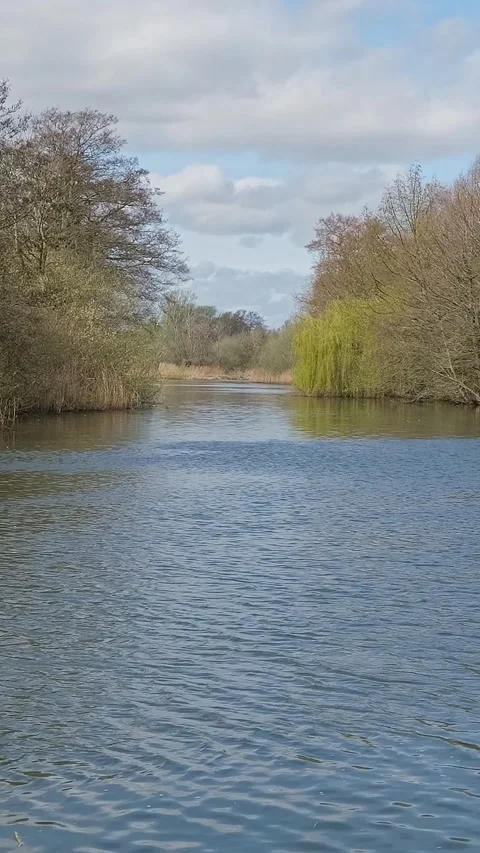 View down the River Bure, Norfolk Broads. Static shot Stock Footage 332223288