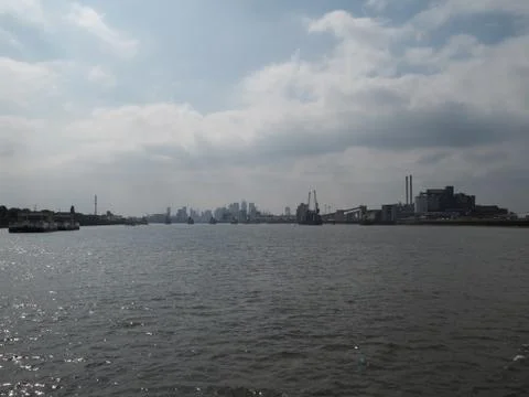 View down the River Thames, London, UK Foto stock