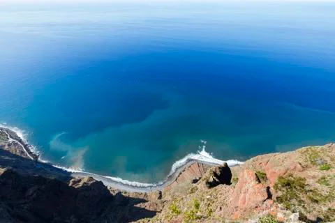 View down to rocky beaches Stock Photos