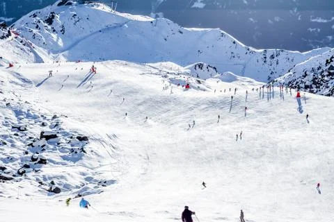 View down ski piste Stock-Fotos