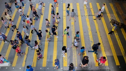View down to Slow motion crosswalk Stock Footage 115342086