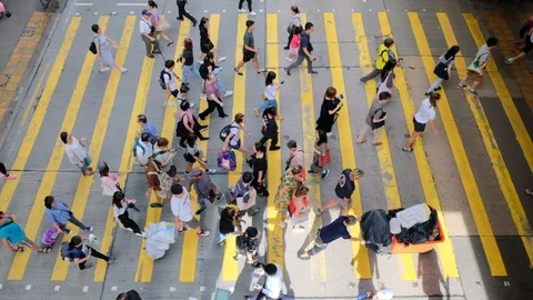 View down to Slow motion crosswalk Stock Footage 115343145