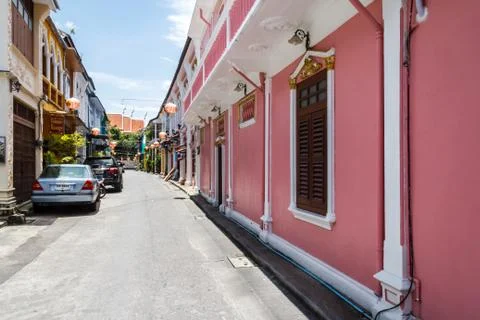 View down Soi Romanee Foto stock