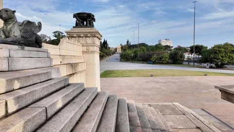 View Down the Steps of the Independence Monument towards Ipiranga Museum Stock Footage 334953884