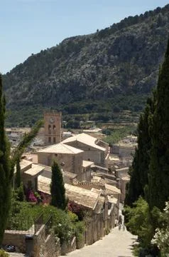 View down the steps at pollensa vert Stock Photos