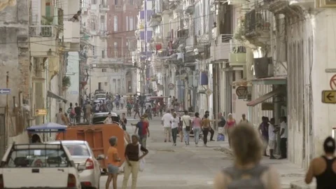 VIEW DOWN STREET 2, OLD HAVANA, CUBA Video stock 72782620