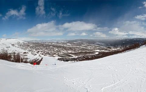 View from downhill slope Stock Photos