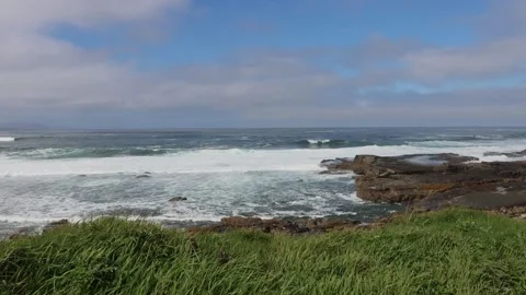 View on Downpatrick Head cliff in Ireland Stock Footage 249872524