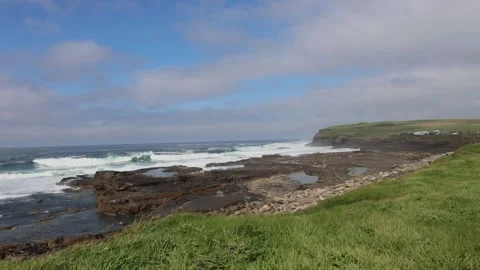 View on Downpatrick Head cliff in Ireland Stock Footage 249872527
