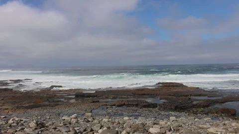 View on Downpatrick Head cliff in Ireland Stock Footage 249872528