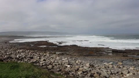 View on Downpatrick Head cliff in Ireland Stock Footage 249872533