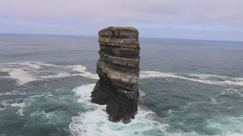 View on Downpatrick Head cliff in Ireland Stock Footage 249872928