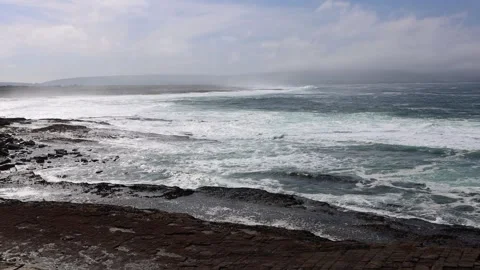 View on Downpatrick Head cliff in Ireland Stock Footage 249873926
