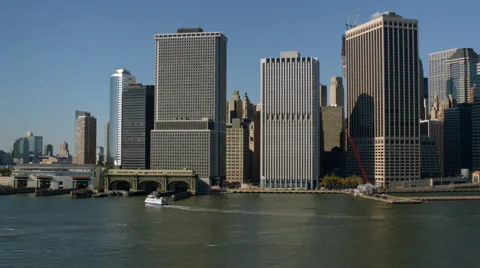 View of downtown Manhattan Stock Footage 62346605