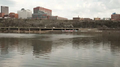 View of downtown Pittsburgh area by the Monongahela River. Stock-Footage 237633247
