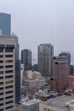 View of Downtown Seattle in Winter Foto stock