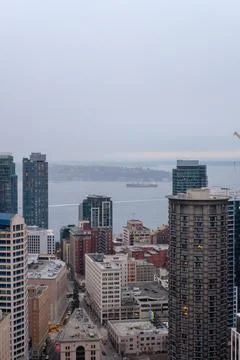 View of Downtown Seattle in Winter Foto stock