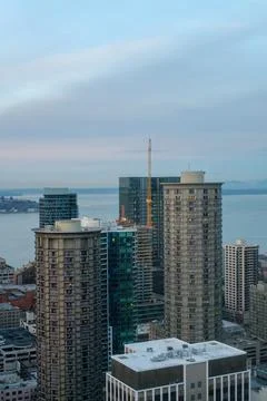 View of Downtown Seattle in Winter Foto stock