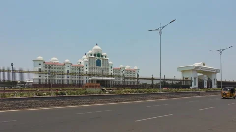 View of Dr. B. R. Ambedkar Telangana State Secretariat building Stock Footage 314344364