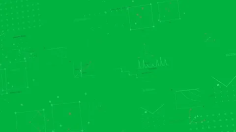 View dragging panning, teal cubes sliding, red dots shifting to reveal diagrams Stock Footage 333630173