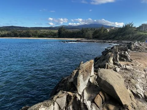 View from Dragon's Teeth in Maui Stock Photos