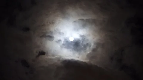 View of dramatic big moon on night blue sky on cloudy day. Stock Footage 108016264