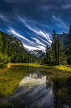 View with dramatic cloud on Dachstein Stock Photos