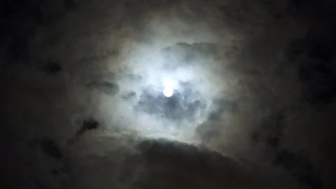View of dramatic moon on night sky. White moon between clouds. Esoteric time. Stock Footage 108017108