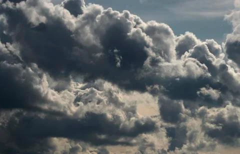 View of  dramatic rain clouds, weather change. Stock Photos
