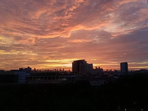 View of dramatic sky during twilight Stock Photos