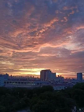 View of dramatic sky during twilight Stock Photos