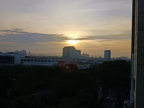 View of dramatic sky during twilight Stock Photos