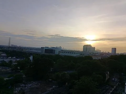 View of dramatic sky during twilight Stock Photos